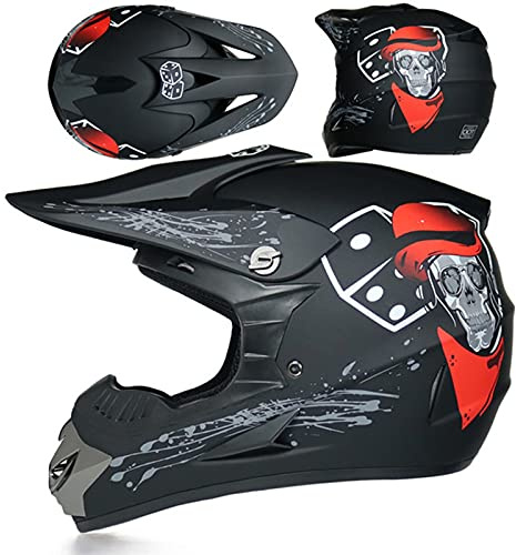 Casque De Motocross Léger Avec Lunettes Masque Gants, Casque Quad ATV Enduro Downhill Endurance Race DOT/ECE Homologué Intégral Moto Cross Casque Pour Adulte Femme Homme A,XL