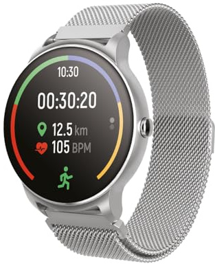 ForeVive2 smartwatch Mujeres, Hombres SB-330 IP68 Barra de Actividad Inteligente para iOS Android, Monitor de sueño, podómetro, calorías, Reloj Deportivo, Correa Intercambiable, menú español (Plata)