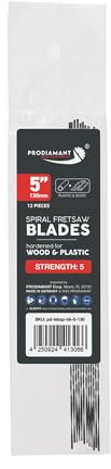 PRODIAMANT Spiral fretsaw blade size 5 fine, for wood and plastic, 12 pieces, 130 mm cutting on all sides, made in Germany