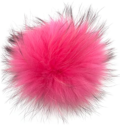 FISH IN THE SEA Premium Echtfell Bommel 17-19cm Fellbommel Soft Pink Druckknopf in leicht zum Anbringen Abnehmbarer Pom Pom für Strickmütze