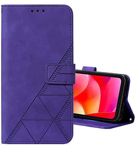 COTDINFOR Compatible with iPod Touch 7 Hülle Klapphülle Einfarbig Business-Stil Cover Schutzhülle Magnetisch Handytasche Lederhülle Handyhüllen für iPod Touch 7 Business Style Purple YBS.
