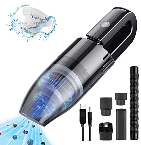 Bikuer Handstaubsauger akku Auto, Autostaubsauger Kabelloser 9000 Pa, Akkustaubsauger mit 2000mAh Batterien, Nass-Trocken-Zyklon, Beutelloser Handsauger für Auto, Haushalt, Wohnwagen, Tierhaare