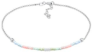 Elli Fußschmuck Damen Fußkettchen Kugeln Beads Pastell in 925 Sterling Silber