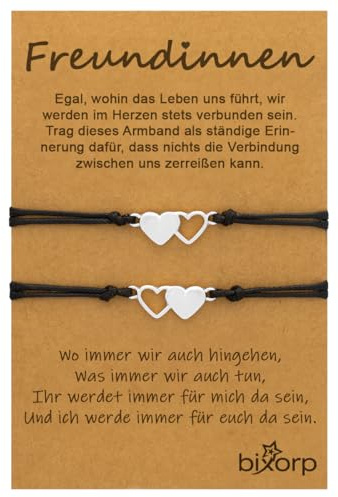 Bixorp Freundschaftsarmband für 2/3 / 4 mit Herz-Anhängern - BFF Armband für Mädchen & Damen - Ideales Geburtstagsgeschenk für die beste Freundin