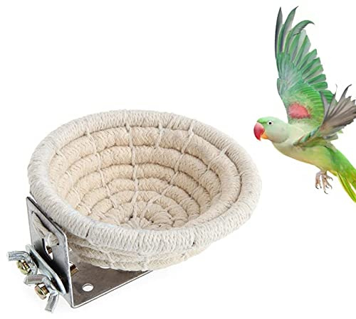 Vogelkäfig-Nest, Baumwollgewebe, Hanfseil, Vogelhaus, Bett, Brutkasten, Nistkasten mit 2 Befestigungsschrauben, Papageienkäfig, Brutkasten, Nistkasten für Wellensittiche, Nymphensittiche, Liebesvögel