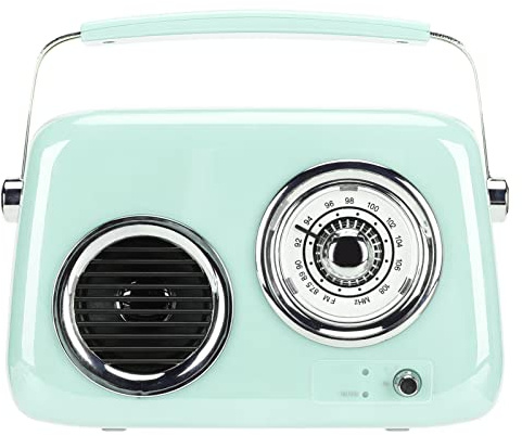 Altavoz de Radio FM Retro, Altavoz de Radio Portátil de Mano, Sonido Estéreo HiFi, Bluetooth 5.0, Ajuste Manual (Menta Verde)