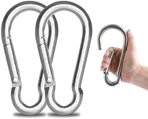 SENENQU 2 Stück- M12 Karabiner Edelstahl 12x140 mm Groß Karabinerhaken Edelstahl Tragfähigkeit 800 kg/1600 lb, Haken Karabinerhaken Camping Hamc Schaukel - 140mm x φ12 mm
