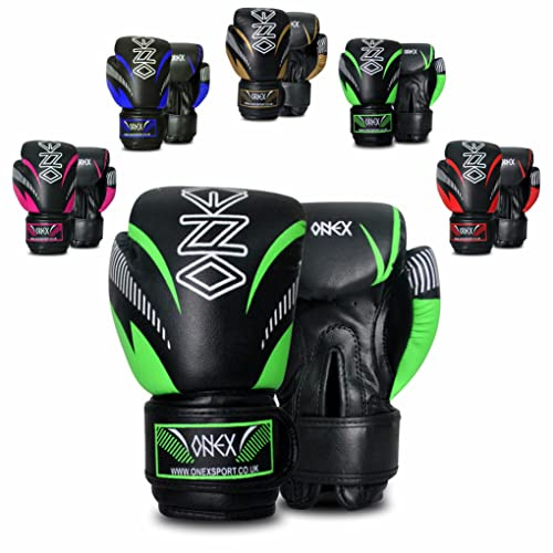 Kids Boxing Gloves 2023, MMA Training Sparring Maya Hide Leather Muay Thai Kickboxing Men Women Junior Heavy Punching Boxing Bag Mitts Focus Pads Workout Ventilated Palm Multi Layered (Green, 6 Oz)