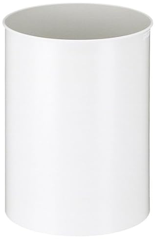 PROREGAL Stillvoller runder Metall Papierkorb | 30 Liter, HxØ 47x33,5cm | Weiß