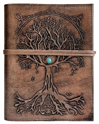 Jaald 12 cm Notizblock Notizen Notizbuch Seiten Handgemacht Album Tagebuch Leder mit Lederbezug Geschenke Antik Keltische Baum des Lebens