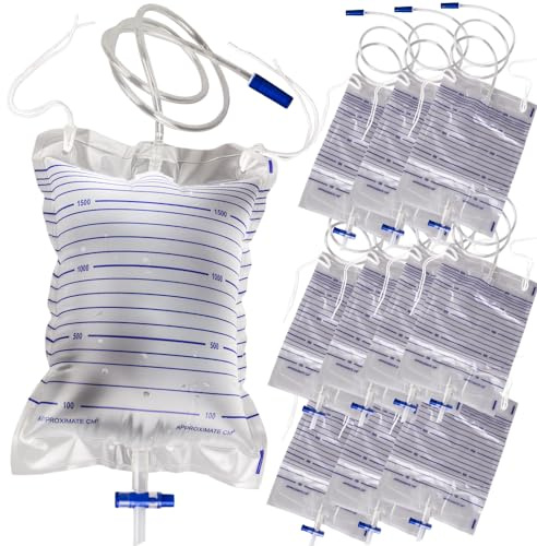 10 Pack Urinary Drainage Bag, Urinary Bags with Anti-Reflux Valve, 2000mL Urine Bags with Easy Drain Switch, Drain Bags for Home and Hospitals Health Aids