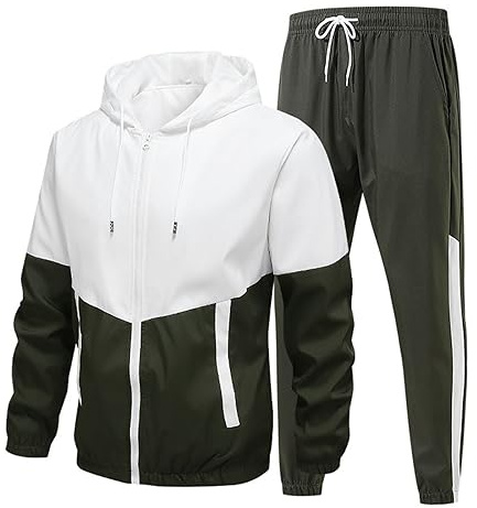 Generisch Sportbekleidung Für Herren, Trainingsanzug Joggingsuit Langarm Fitness Freizeitanzug Sport Outdoor Mann Herren Baumwolle Traningsanzug Set Hausanzüge Winter Sport Set (5XL, Armeegrün)