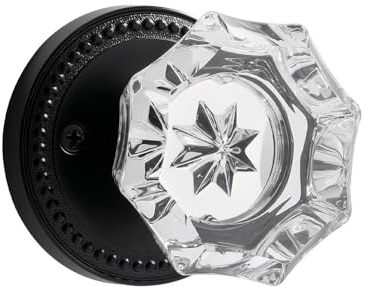 SORWDUERM Black Door Knobs Crystal Door Knob Passage Door Knobs Matte Black Interior Glass Door Knob for Hall and Closet 1 Pack | Matte Zinc Alloy Hall Closet