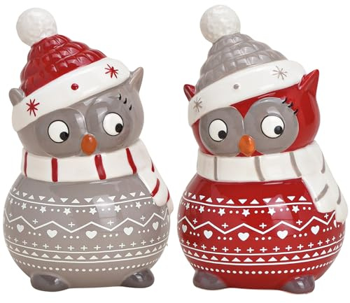 Pommerntraum ® | 2-er Set Dekorationsfiguren Tierfiguren Dekoeulen Eulen verliebtes Eulenpärchen Keramik-Eulen SammlerEulen | FRED + Lucy