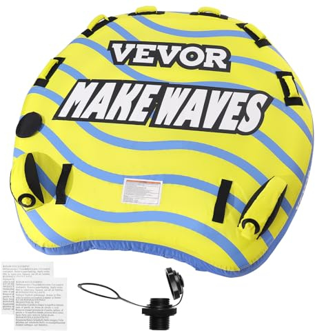 VEVOR Bouée tractée Gonflable pour Bateau, 1 à 3 passagers, Tube remorquable avec ailerons de Pare-Chocs, 231 kg, pour Sport Nautique, Housse en Nylon, poignées en EVA, soupape de sécurité de Vitesse