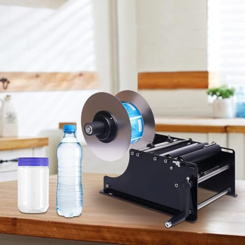 Kozivmo MT-30 Etikettiermaschine für Rund Dose/Flasche, Desktop Etikettiergerät für Kunststoff und Glas, Halbautomatisch