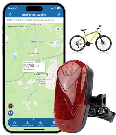 TKMARS Traceur GPS pour Vélo, Voiture et Moto - Multifonctionnel avec Lumière LED, Alerte SOS - Léger et Étanche, App/Web sans Abonnement TK906