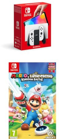 Nintendo Switch OLED Blanche + Mario and The Lapins Crétins: Kingdom Battle