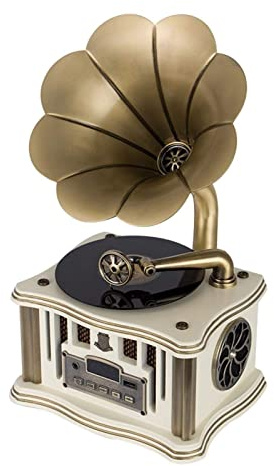 ROLTIN Mini grammofono retrò Bluetooth 4.2 Lettore USB a Doppio Binario Radio FM Telecomando Due Altoparlanti HiFi Fonografo