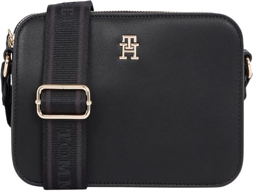 Tommy Hilfiger Damen Umhängetasche Logotape Camera Bag Breiter Tragegurt, Schwarz (Black), Einheitsgröße