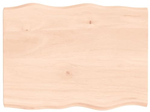 Homgoday Piano del tavolo, 80 x 60 x 4 cm, in legno massello di quercia non trattato, con bordo vivo, ricambio per cucina, caffè, tavolo da pranzo, scrivania, piano di lavoro