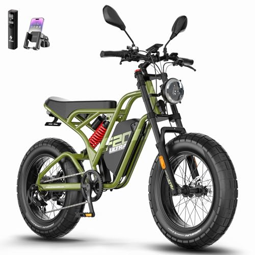 Fafrees F20 ULTRA Bici Elettrica Fatbike, Pneumatici Fat 20 * 5.0 Pollici Ebike, Batteria 48V/25Ah, Mountain Bike Elettrica Da Uomo, Autonomia 80-140 KM (Verde)