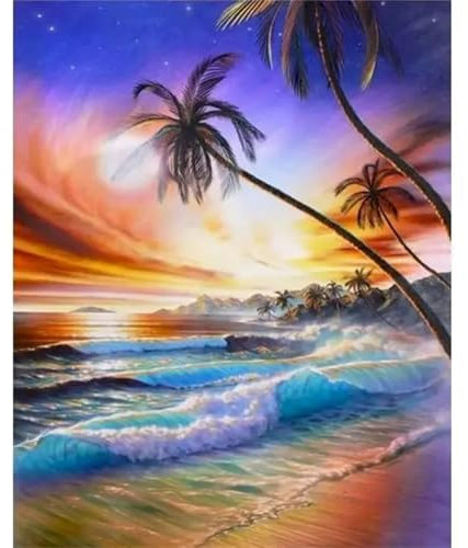 Aimaor Malen Nach Zahlen Erwachsene,Wellenbaum Malen Nach Zahlen Kits DIY mit rahmen Handgemalt Ölgemälde Kit Leinwand Acrylfarbe Paint by Numbers Heimdekoration Geschenke - 55x70cm