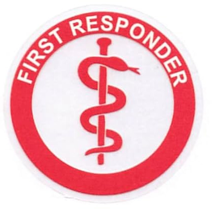 2 Rettungsdienst Feuerwehr Helmaufkleber Aufkleber Äskulapstab Text: First Responder Transparent Selbstklebend 40mm