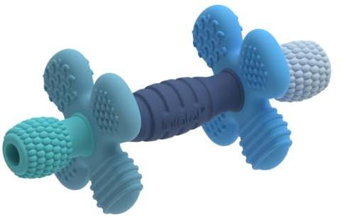 Infatot® Beißspielzeug für Babys von 0–6 Monaten – Kauspielzeug aus Silikon in Hantelform, sicherer Beißring ohne BPA, sensorisches Babyspielzeug zur Linderung des Zahnens – Ozean