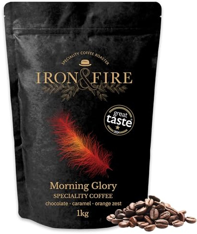 Morning Glory Specialty Coffee 1kg Whole Beans - Bright & Zesty Medium Roast with Chocolate, Caramel, and Orange Zest Notes | Perfect for Fresh Grinding at Home - IRON & FIRE