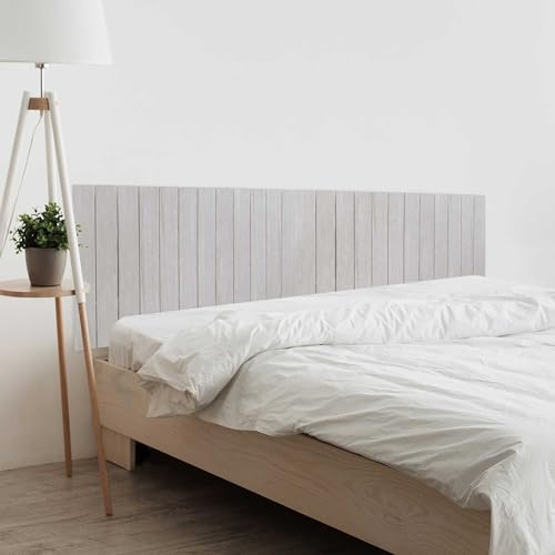 DHOME Recyceltes Holz Kopfteil MDF Paletten Stil Vertikale Palette Bed Pallets Beschläge inklusive (220cm Dual, Arktis)