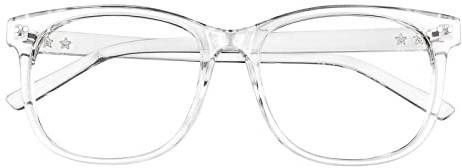 GQUEEN Hornbrille Brille Ohne Stärke Fake Brille Nerdbrille Damen Herren Großer Rahmen UV400,PE1