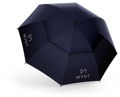 MYNT Pro Rain - Ombrello automatico da golf XXL con protezione UV | doppio baldacchino | diametro 150 cm 60 pollici | donna e uomo | fibra di vetro | resistente alle tempeste | ombrello | grande, Blu
