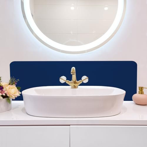 TIELO Bathroom Sink Splashback Backsplash Wall Protector Self Adhesive 60x25CM (Dark Blue)
