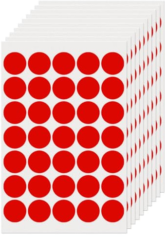 FINDAT 25 mm Klebepunkte Runde Punktaufkleber Etiketten Rot, 350 Stück | Selbstklebend, wasserfest, Vinyl, Kalender, Büro, Schule, Farbcodierung, Markierungspunkte