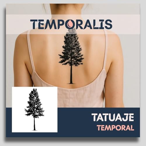 Tree tattoo – Temporalis® | Temporary tattoos for women and men – Vegan fake tattoos, waterproof and EU-certified – Lasts 1 to 2 weeks [ Majestic pine tree ]