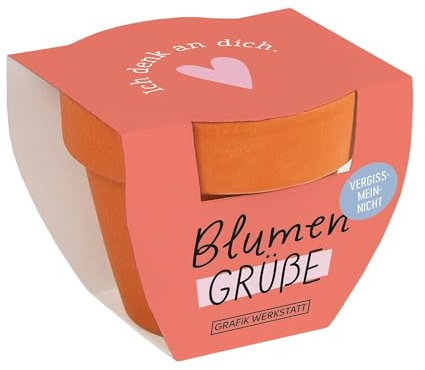 Grafik-Werkstatt Blumengrüße Mélange de Fleurs d'été | Mini Pot en Terre Cuite avec graines | Je Pense à toi