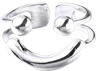 IMMUNOTRAX Kreativer Smiley-Ring, personalisierter Smiley-Ring, offener Smiley-Ring für Damen, Smiley-Ring für Damen