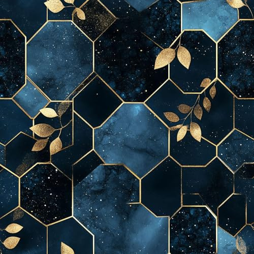 JIAOQSS Removable Wallpaper Black Golden Honeycomb Stick on Wallpaper Geometric Honeycomb Waterproof Sticky Back Plastic Living Room Bedroom Wall Furniture Vinyl Wrap