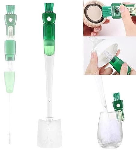 Multifunctional 5 in 1 Water Bottle Cleaning Brush Set - Premium Brush for Bottles, Straws, and Small Spaces - 2025 New Cleaning Brush Assembly (Green)