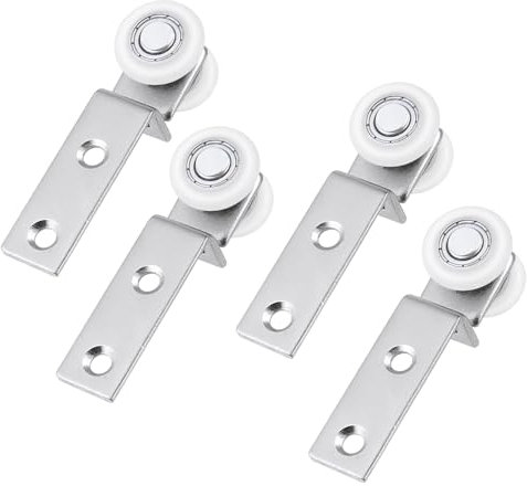 KIBBEH Sliding Closet Door Roller Kit – 4 Pack 20mm Nylon Wheels with Ball Bearings, Quiet & Smooth Gliding for Wardrobe Doors, Curtains & Picture Hanging Systems – Easy Installation, Durable & Corros