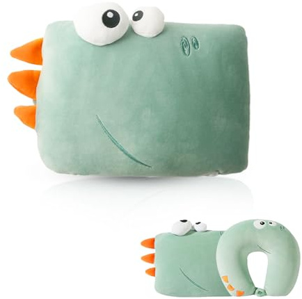 LCUHAVA Reisekissen 2 in 1 Verformbares Nackenkissen Nackenhörnchen Reisekissen Flugzeug Travel Pillow Reiner Memory Schaum für Flugzeugstuhl, Auto, Zuhause, Büro, Schlafkissen (Grün)