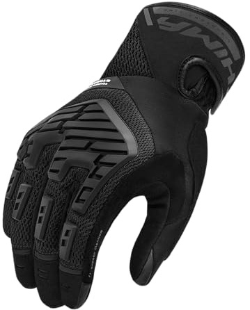 SHIMA STREAM Guantes Moto Hombre Textile Homologados Corto Verano Motos Guante Ventilado Certificatos Touchscreen Motorista Ciudad Protecciones Ventilación Verão (Masculino, Negro, L)