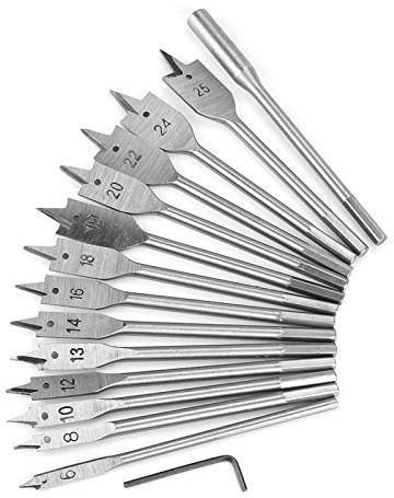 15 Pezzi in Acciaio Al Carbonio, Strumenti e Miglioramento Domestico Spade Esagonale per Trapano Piatti Piatti Set di Legno 6 25 Mm Punta di Perforazione a Punta a a 6-25 Mm per