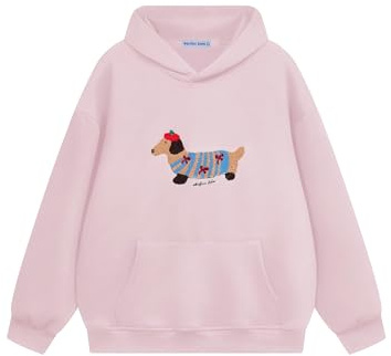 Aelfric Eden Sweat à capuche avec chien dessiné pour homme - Oversized avec capuche - Sweat-shirt à manches longues Y2K avec capuche - Basic vintage avec motif - Unisexe - Vêtement de sport - Haut de