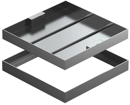 LXRHLIKG Couvercle Fosse Septique Encastré, Couvercle de Regard avec Base et Poignée Dissimulée, Plaque D’égout en Acier Inoxydable Renforcé(50x50cm/20x20in)