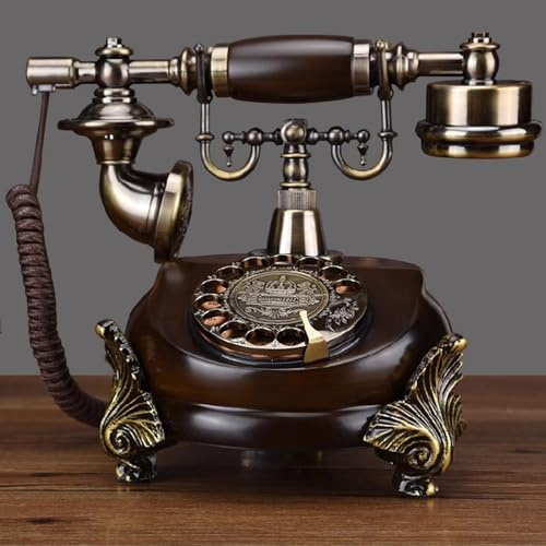 WDWDW Teléfono Fijo Retro clásico con dial Giratorio y Cable, con remarcación, teléfono Antiguo para casa, Oficina y Hotel.