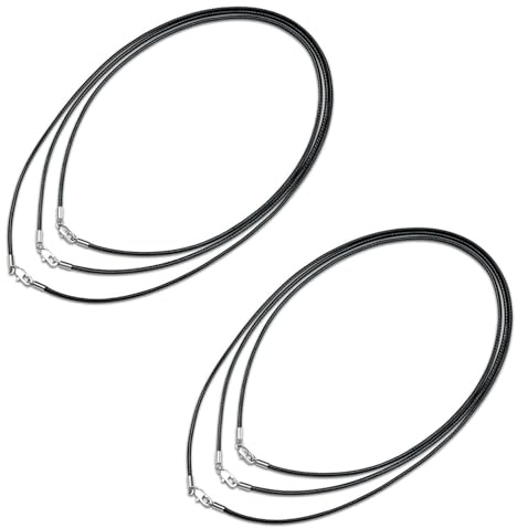 QZKJQDD 6 Stück Lederband für Kette, 2mm Lederband Halskette, Armband Lederkette Herren, Lederbänder für Ketten, Lederhalsband Damen,Lederkette mit Karabinerverschluss für Männer Herren(45/55/70CM)