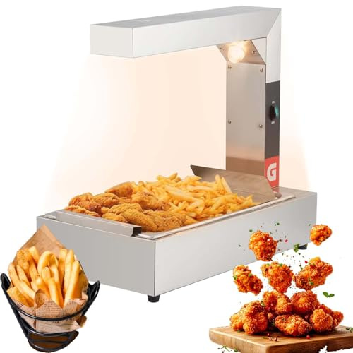 CUTANGELAR Armadio scaldavivande Professionale per Patatine croccanti - Armadio scaldavivande Elettrico da 1000 W per Patatine Fritte e Anelli di Cipolla, Acciaio Inox (79,5 × 44,5 × 21 cm)
