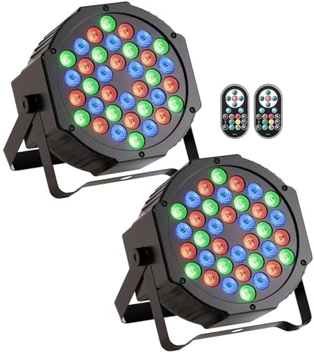 SKSBTF 2 Pack LED Par Strahler 36 LED Bühnenlichter, RGB Discolicht Partylicht 9 Modi mit Fernbedienung und DMX512 Steuerung, Scheinwerfer Beleuchtung für Bar Club Show Hochzeiten Weihnachten